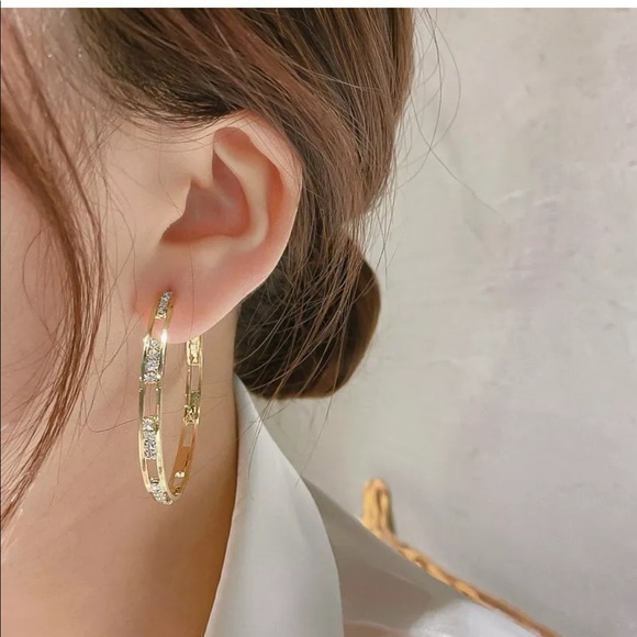 Jewelry - New Gold Circle Hollow Earrings Hoop Drop Dangle